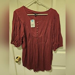 George Women's Maroon Blouse with Button Detail